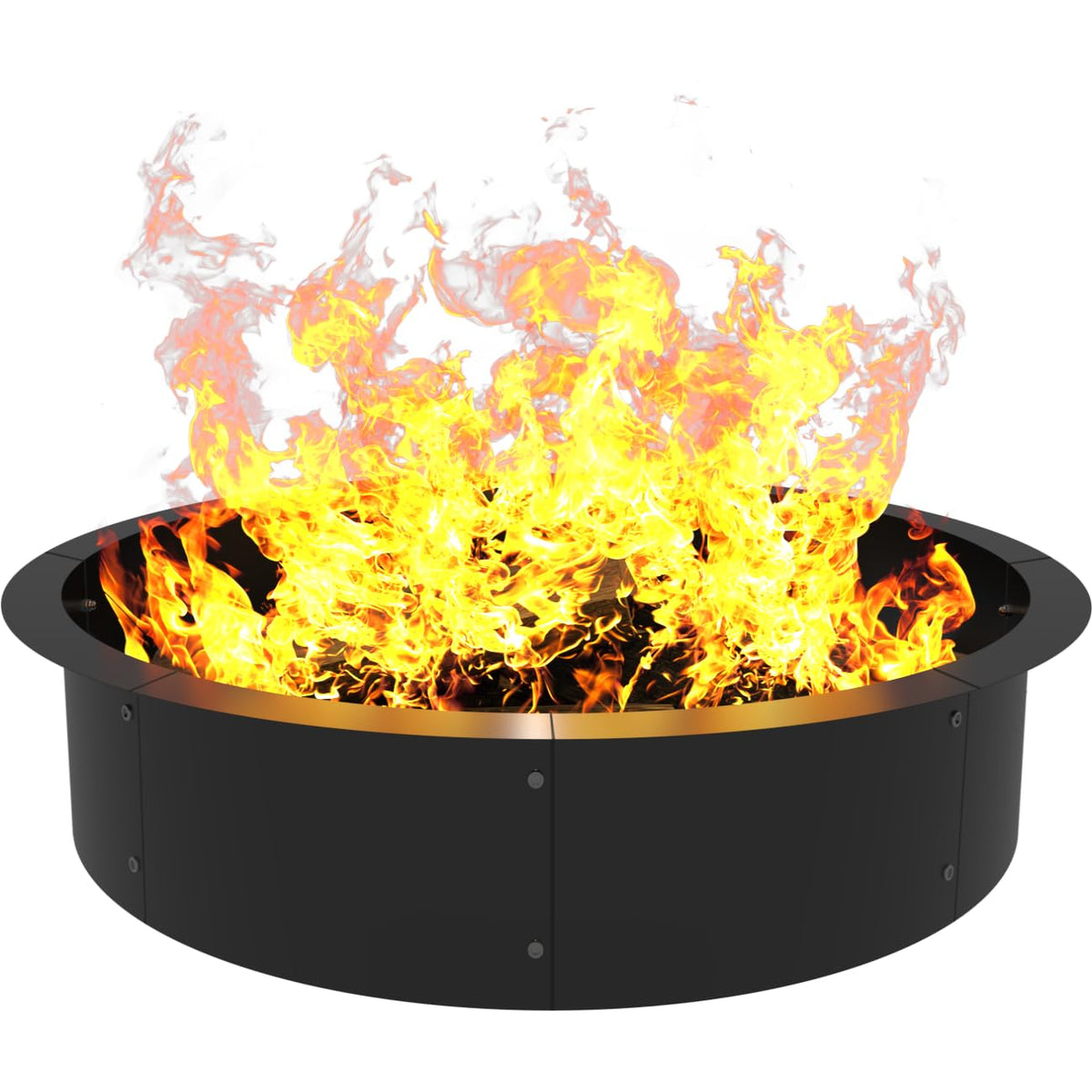AnBaiMei front view of black fire pit ring showing sturdy construction and durable finish