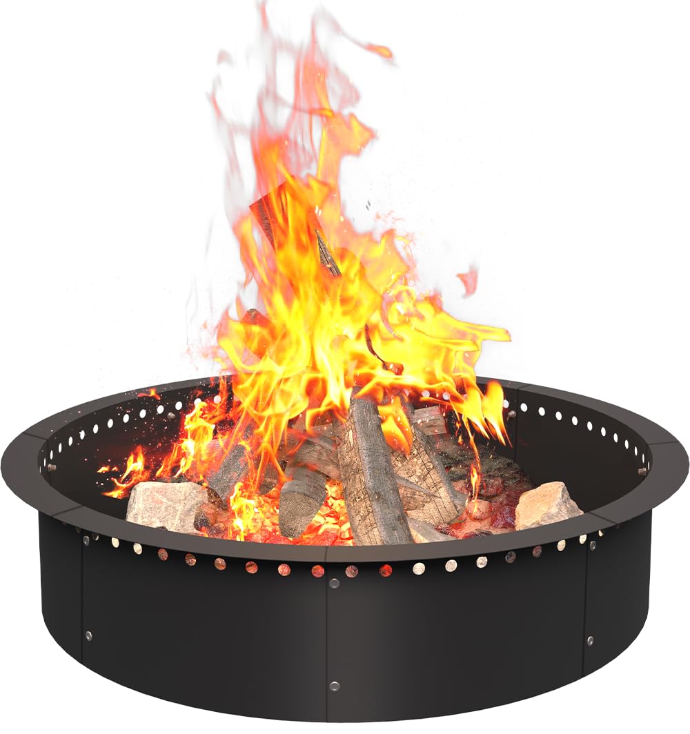 AnBaiMei front view of fire ring showing sturdy construction and cleaner flames