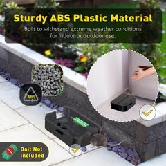 Anblak open mouse station with bait block inside demonstrating easy refill and safe containment