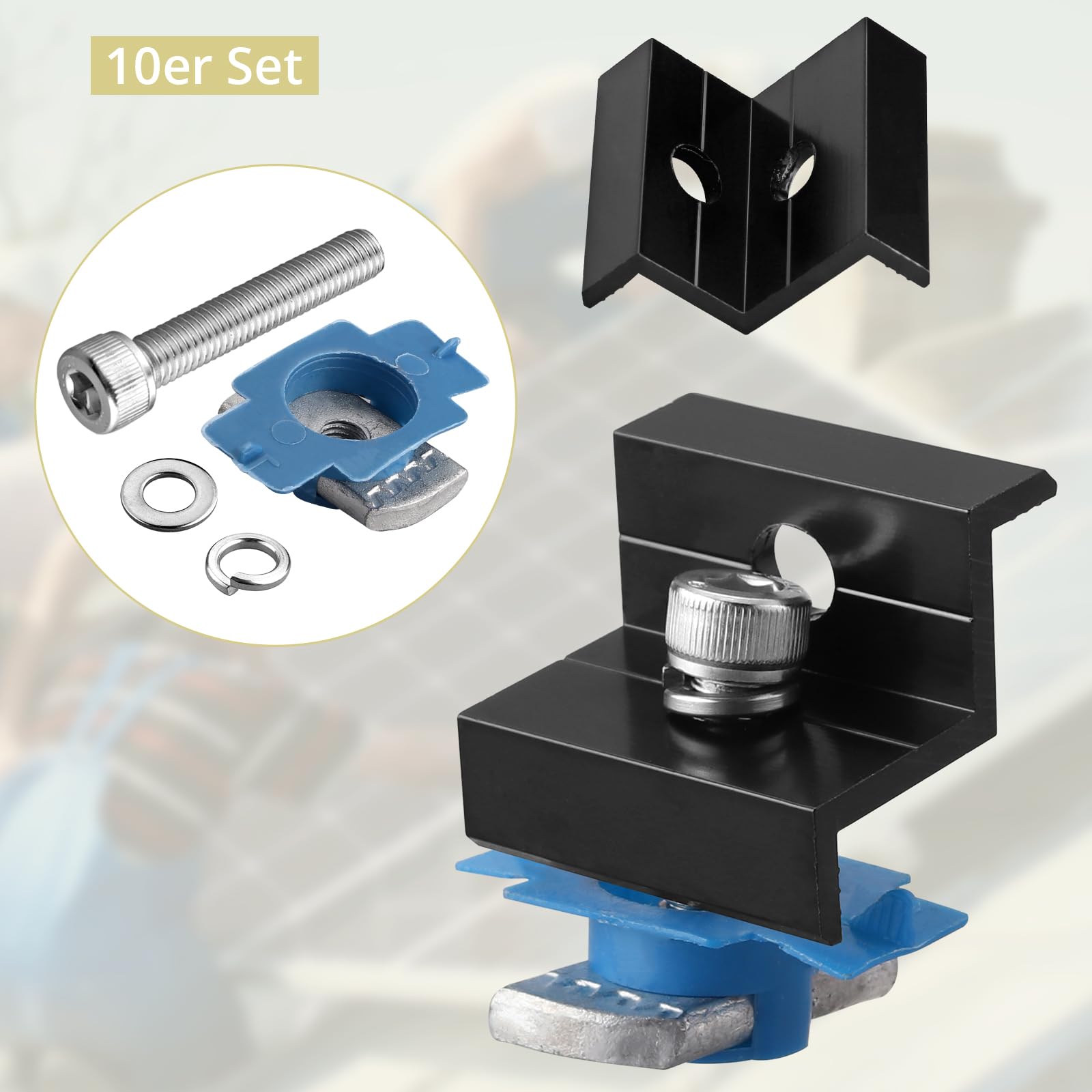 Anbte black anodized clamp surface detail showing corrosion resistance