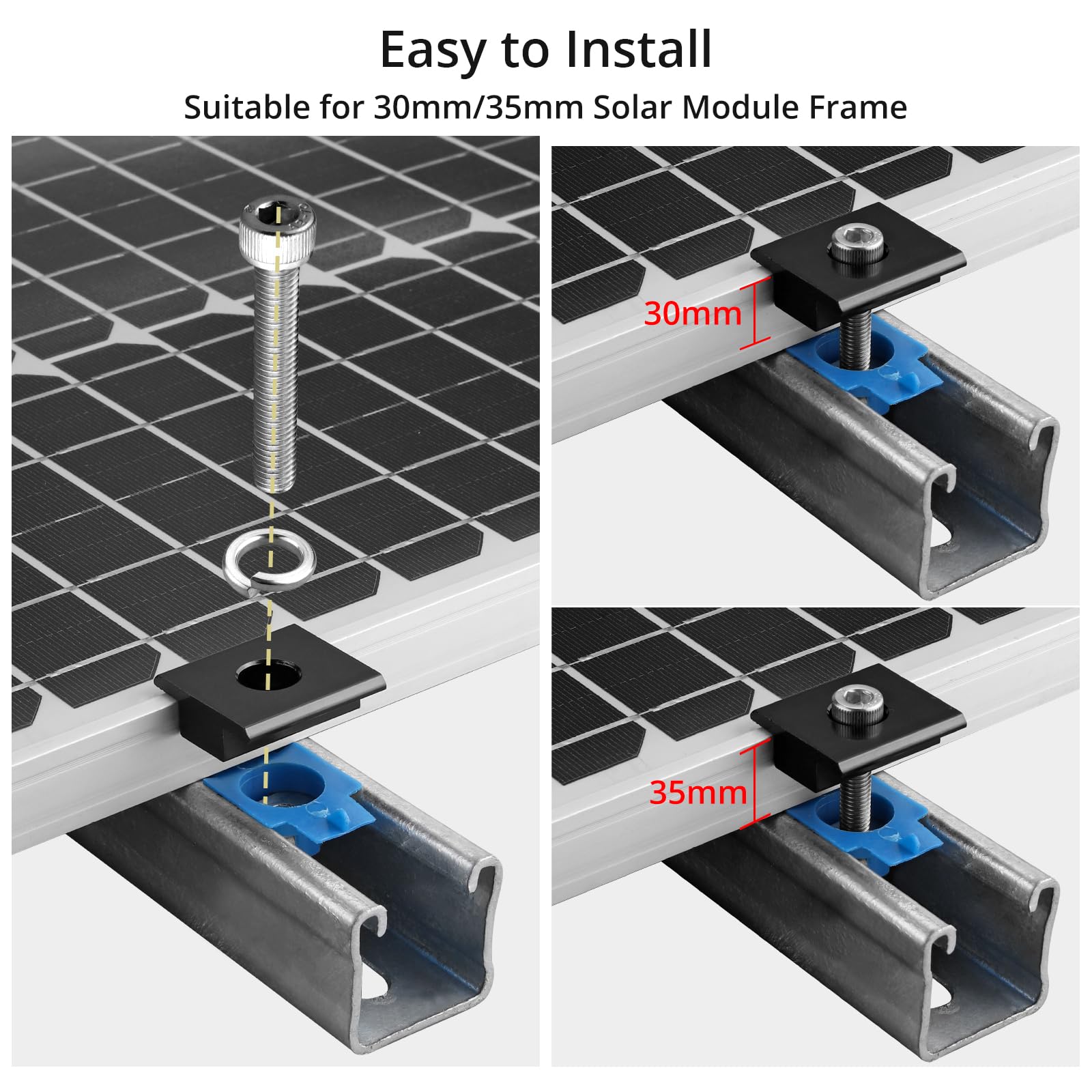 Anbte clamps installed on a rooftop showing weather-ready durability
