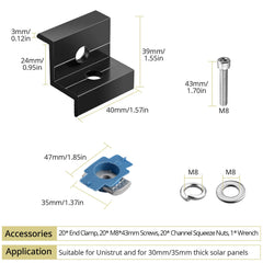 Anbte laid out clamps, screws, and groove nuts showing complete kit convenience
