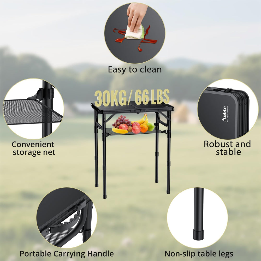 Anbte folded compact briefcase-size packed for travel showing easy portability benefit