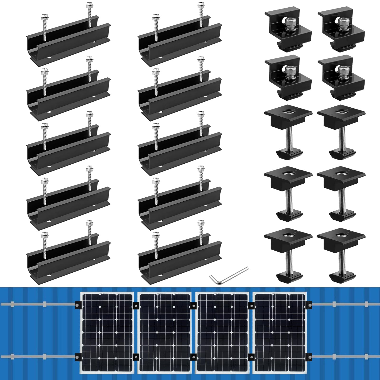 Anbte front view of rails and clamps showing complete kit benefits