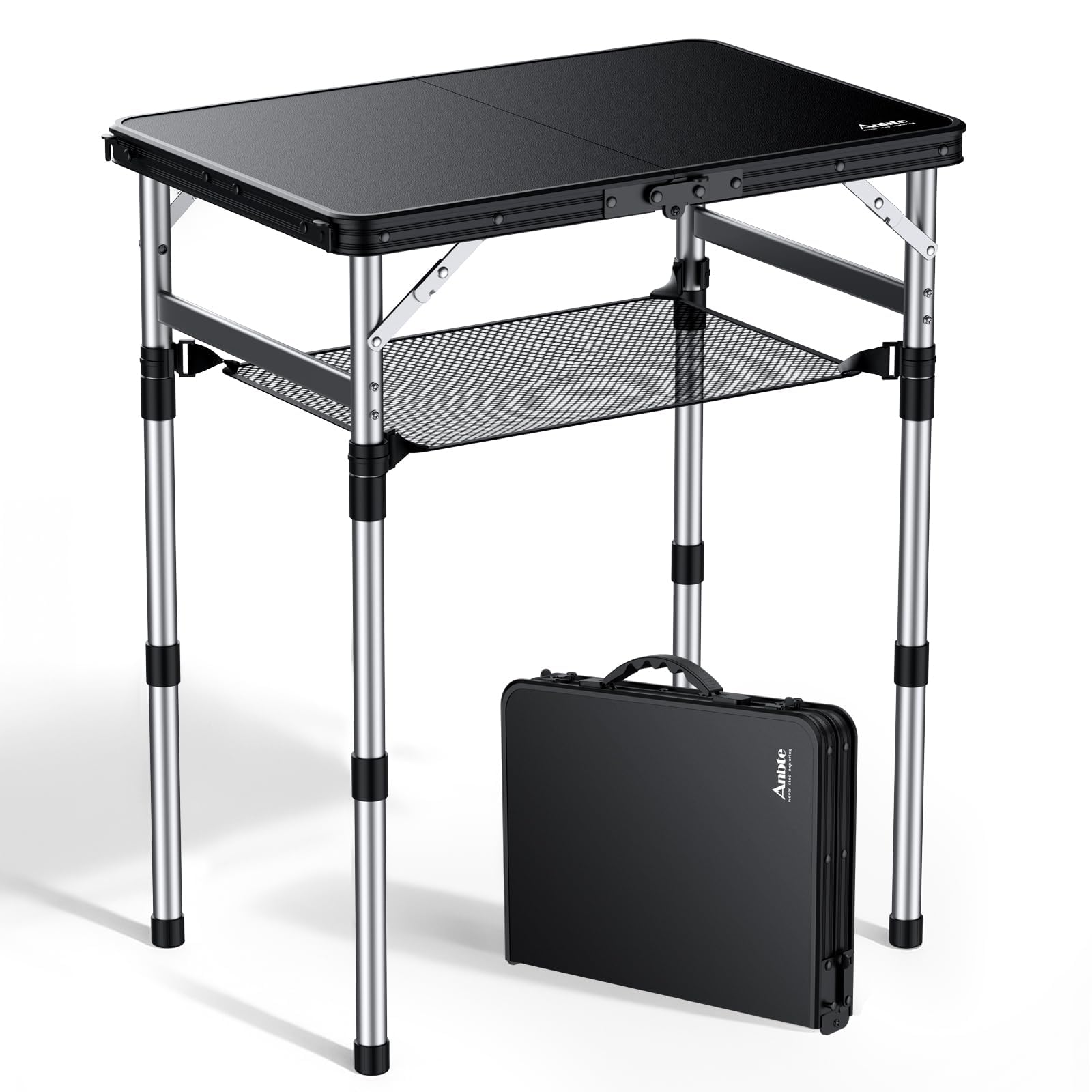 Anbte folded front view with handle showing portability and easy transport