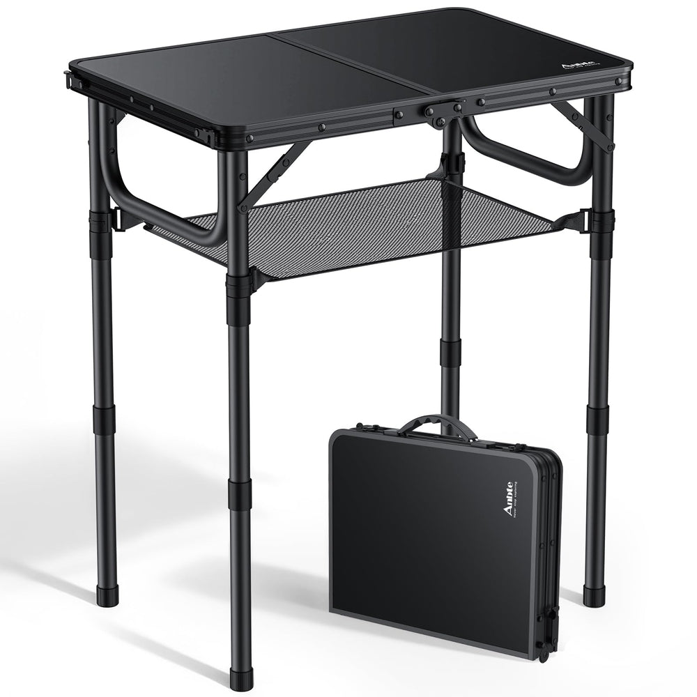 Anbte front view of assembled table showing stable frame and tabletop benefit