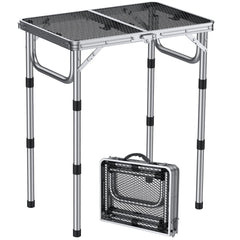 Anbte mesa plegable frontal mostrando estabilidad y montaje rápido
