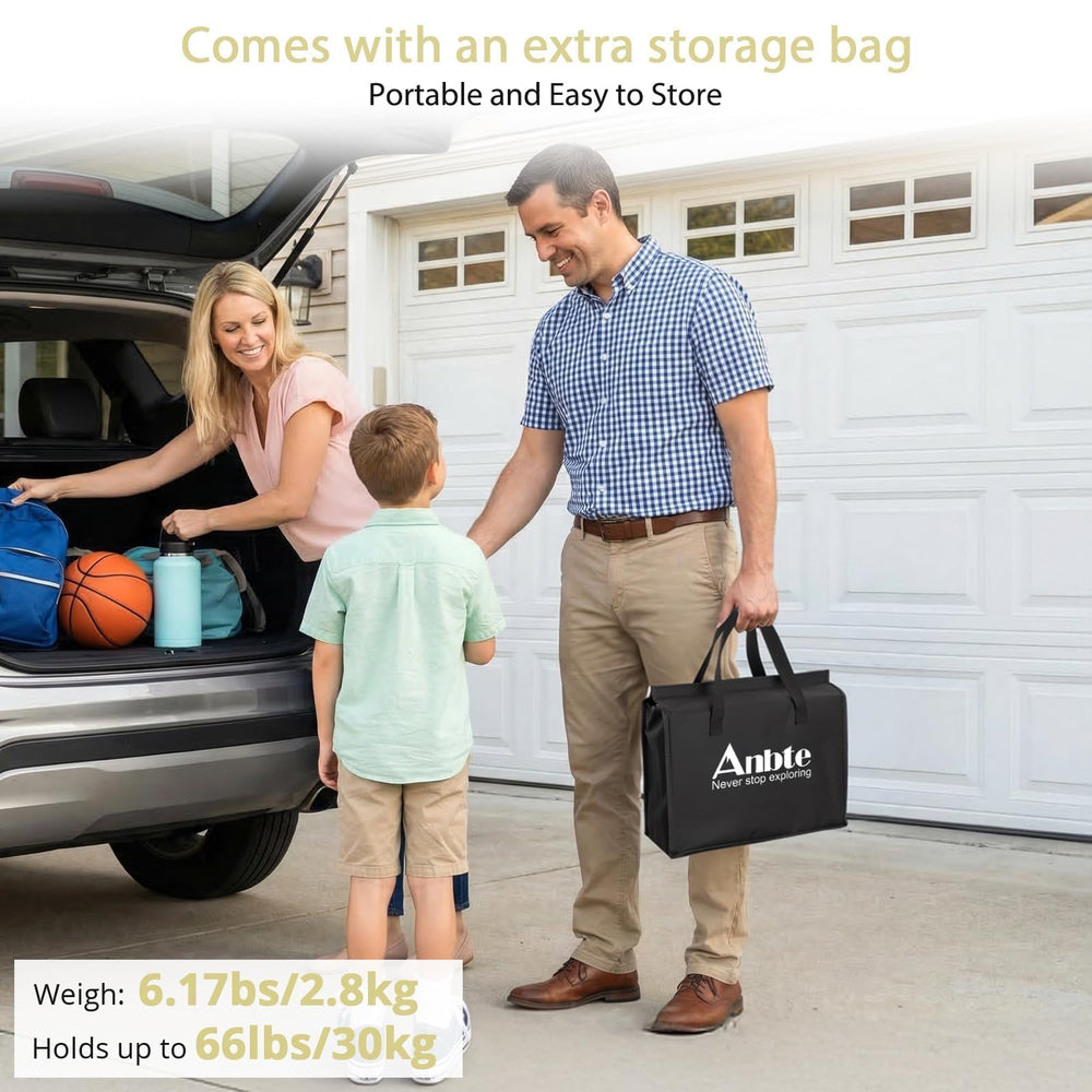 Anbte stored in car trunk demonstrating travel-ready convenience