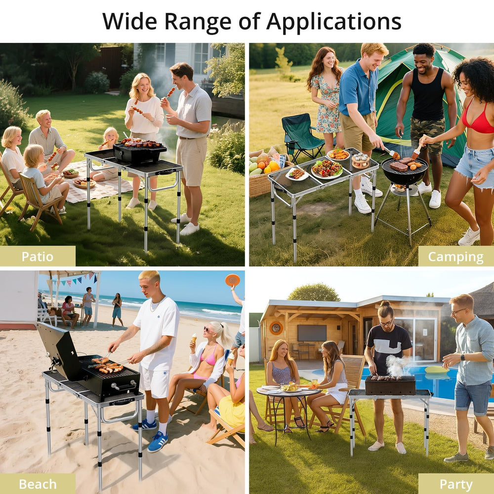 Anbte in use beside a grill showing extra prep space and convenience