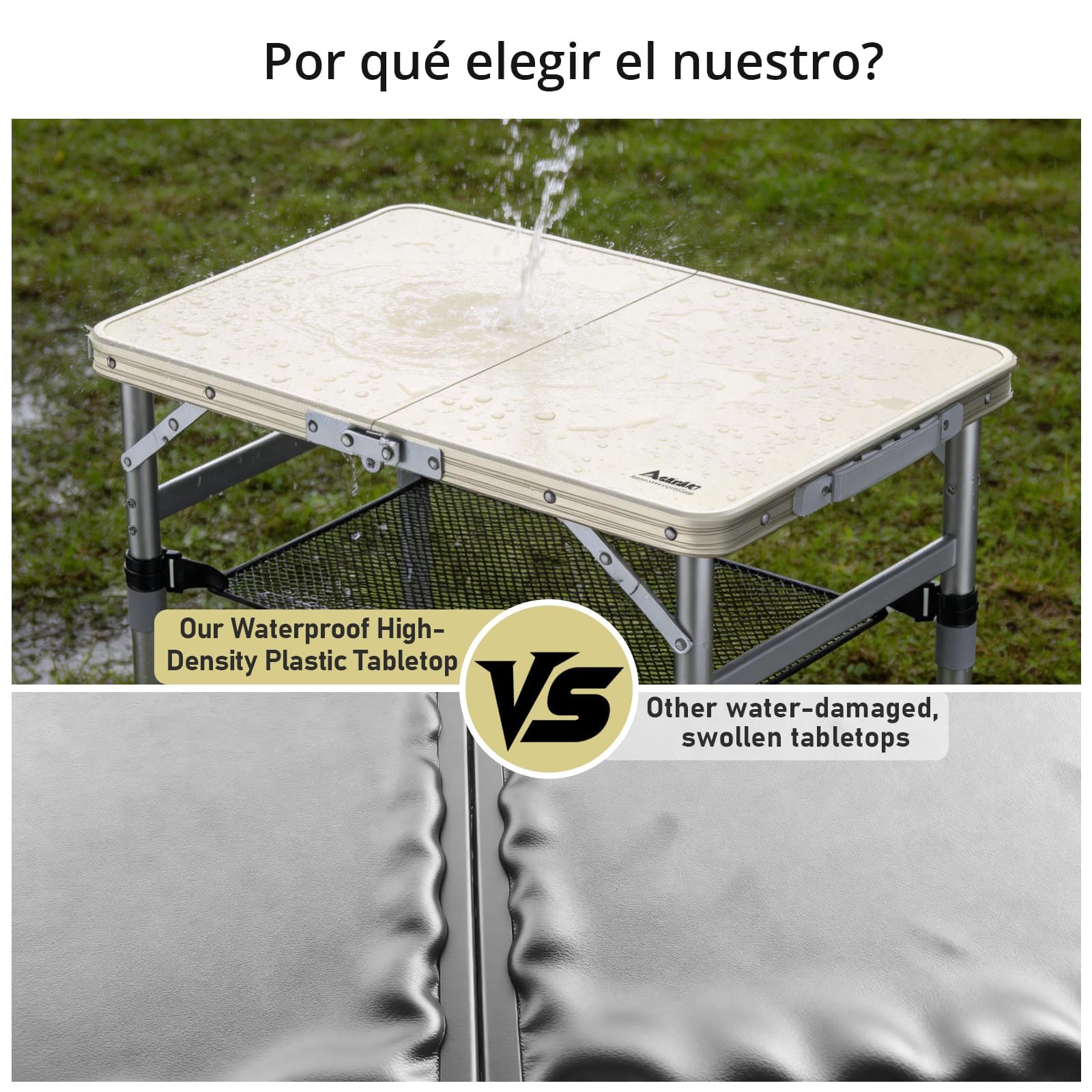 Anbte table in use at a beach picnic showing stability and outdoor convenience