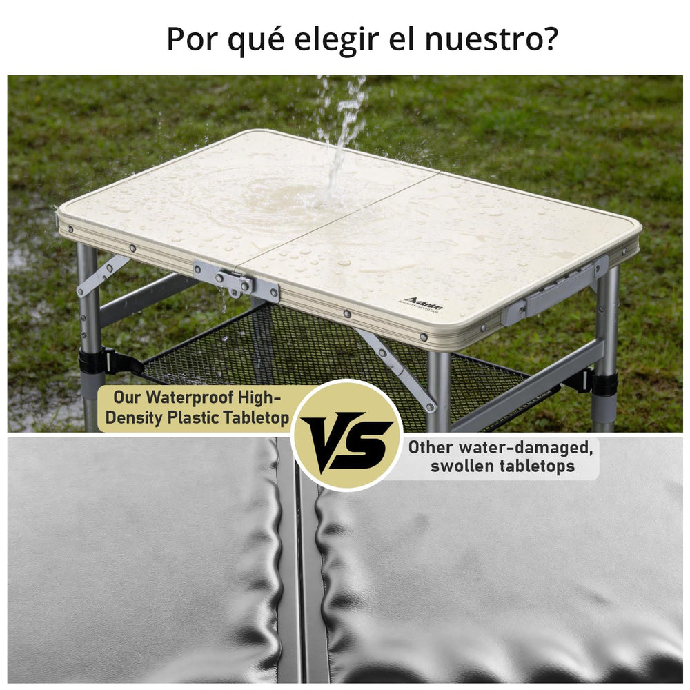 Anbte table in use at a beach picnic showing stability and outdoor convenience