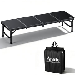 Anbte front view of low folding picnic table showing stable design and portability