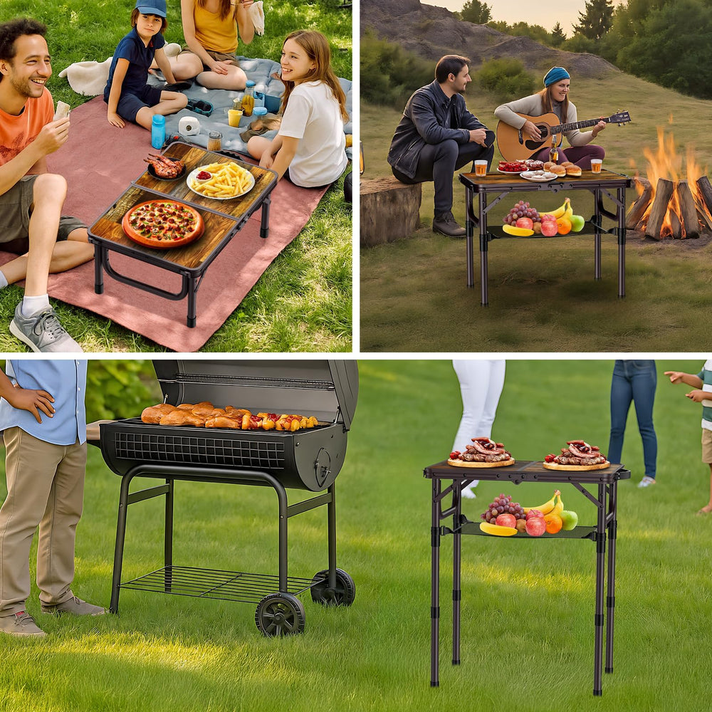 Anbte mesa en uso durante picnic mostrando estabilidad y utilidad