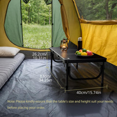 Anbte open tabletop view showing roomy surface for laptop and plates