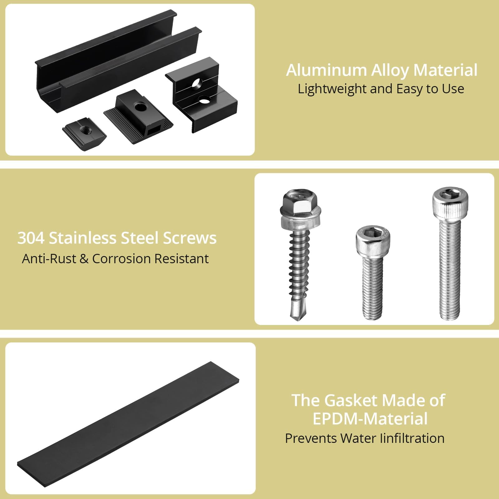 Anbte stainless screws and EPDM pads protecting roof seals