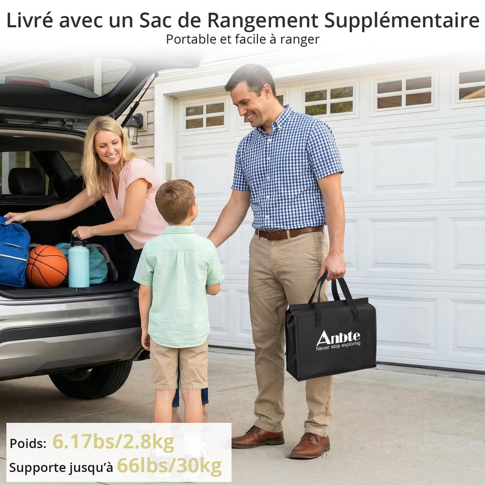 Anbte folded inside an RV trunk illustrating space-saving travel benefit