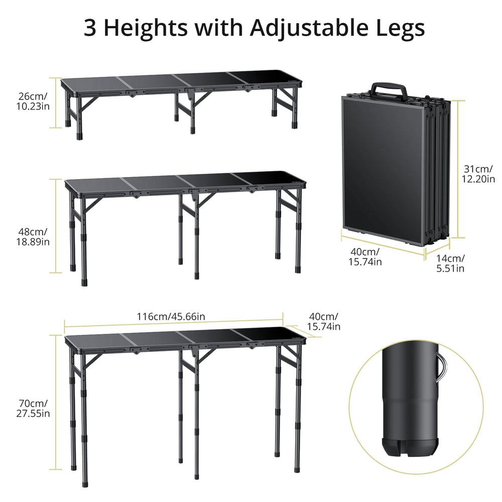Anbte top view open tabletop showing roomy surface for meals and gear