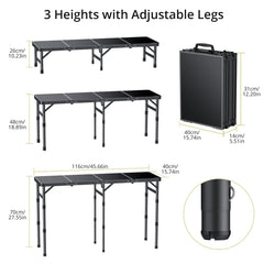 Anbte top view open tabletop showing roomy surface for meals and gear