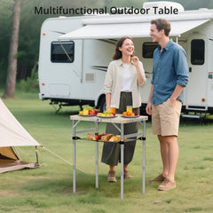 Anbte under-table mesh storage demonstrating extra space to keep items off ground