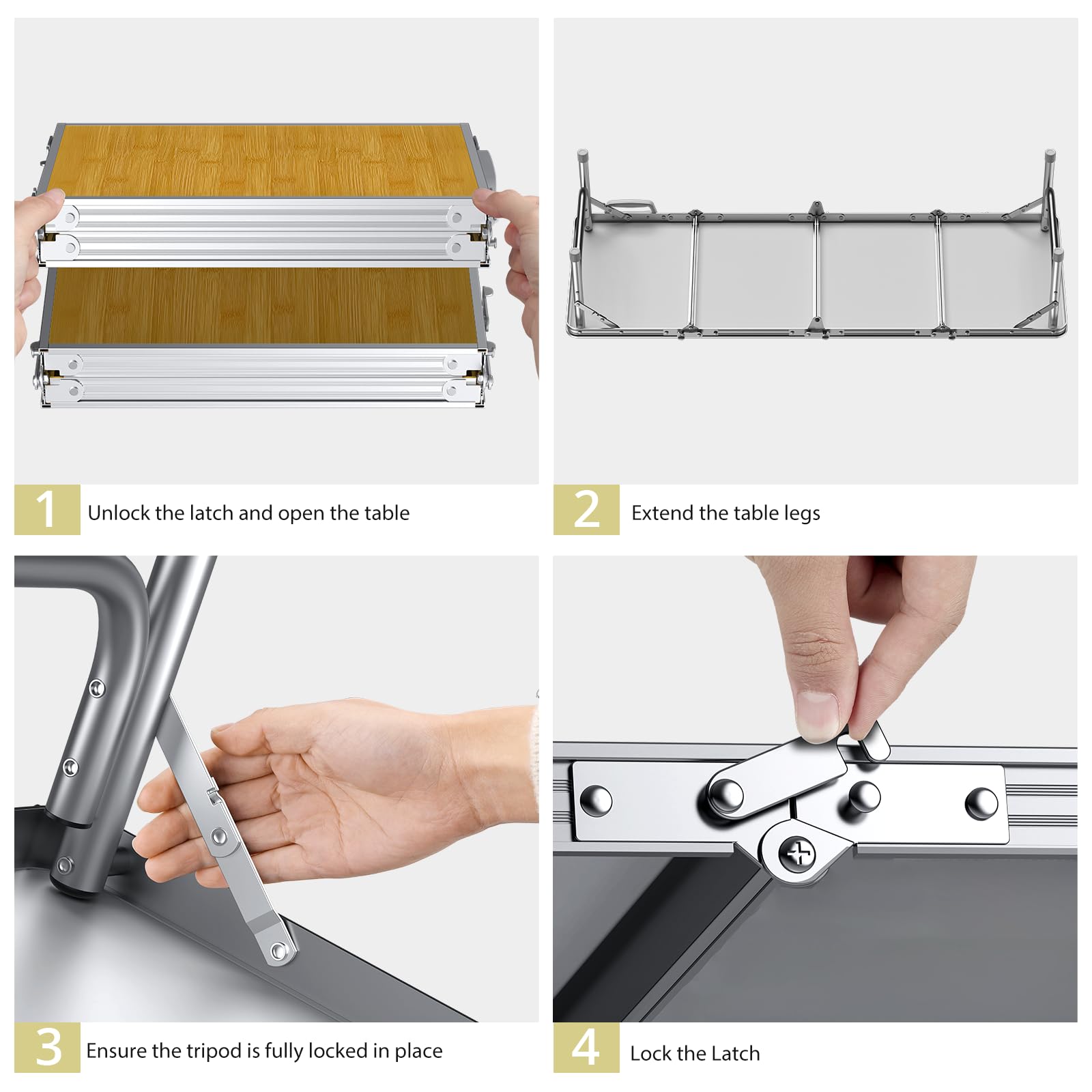 Anbte holding gear on the tabletop to demonstrate 66 lb support benefit