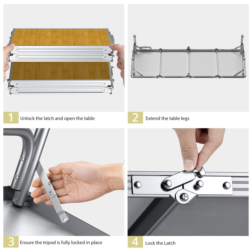 Anbte holding gear on the tabletop to demonstrate 66 lb support benefit