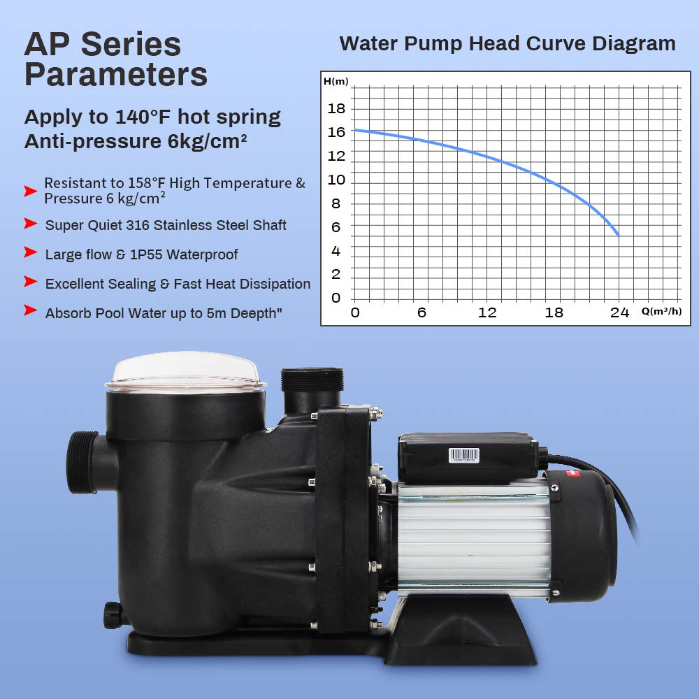 Anbull pump in use pool setup demonstrating strong water circulation