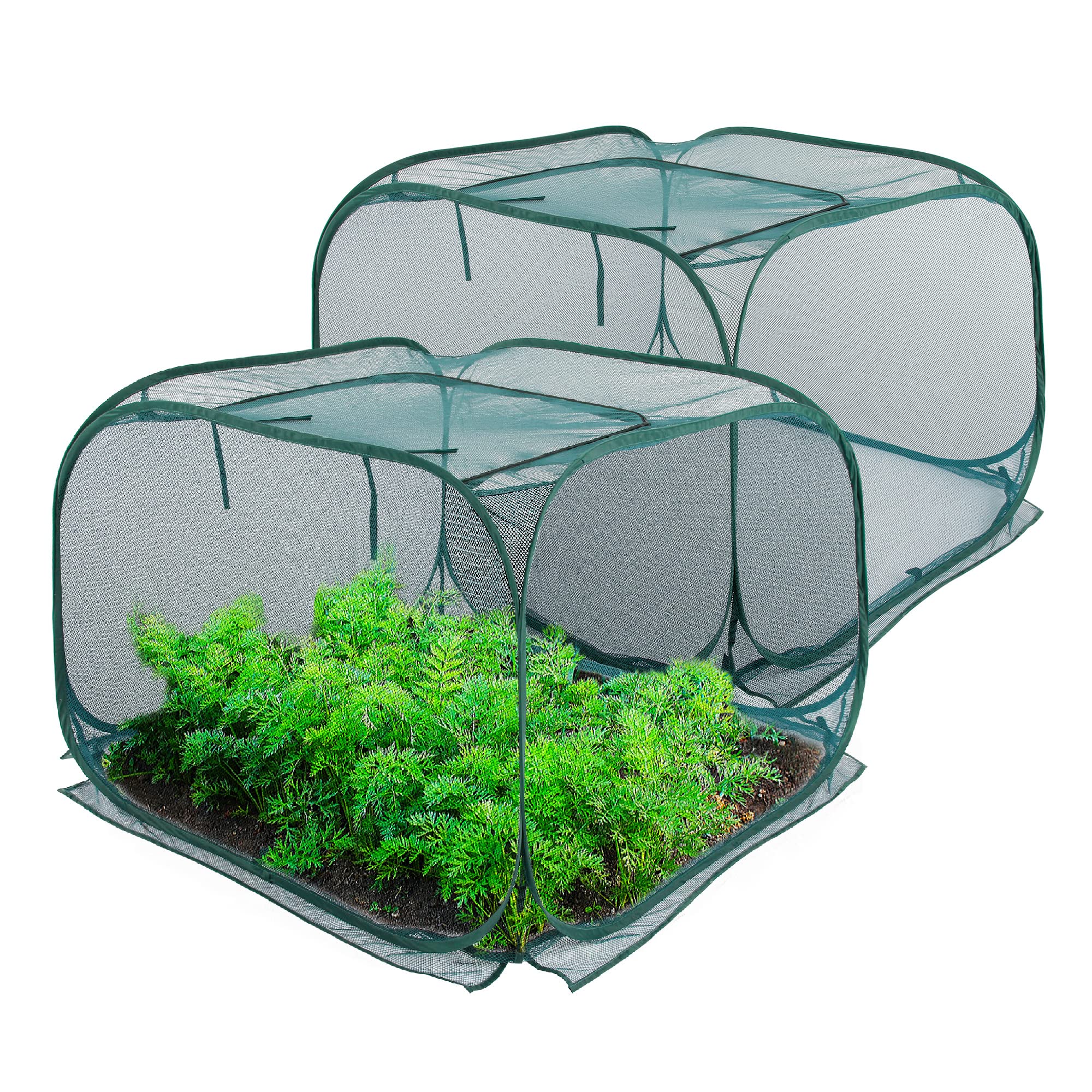 ANC POP front view showing two pop up mesh covers and benefits of easy protection