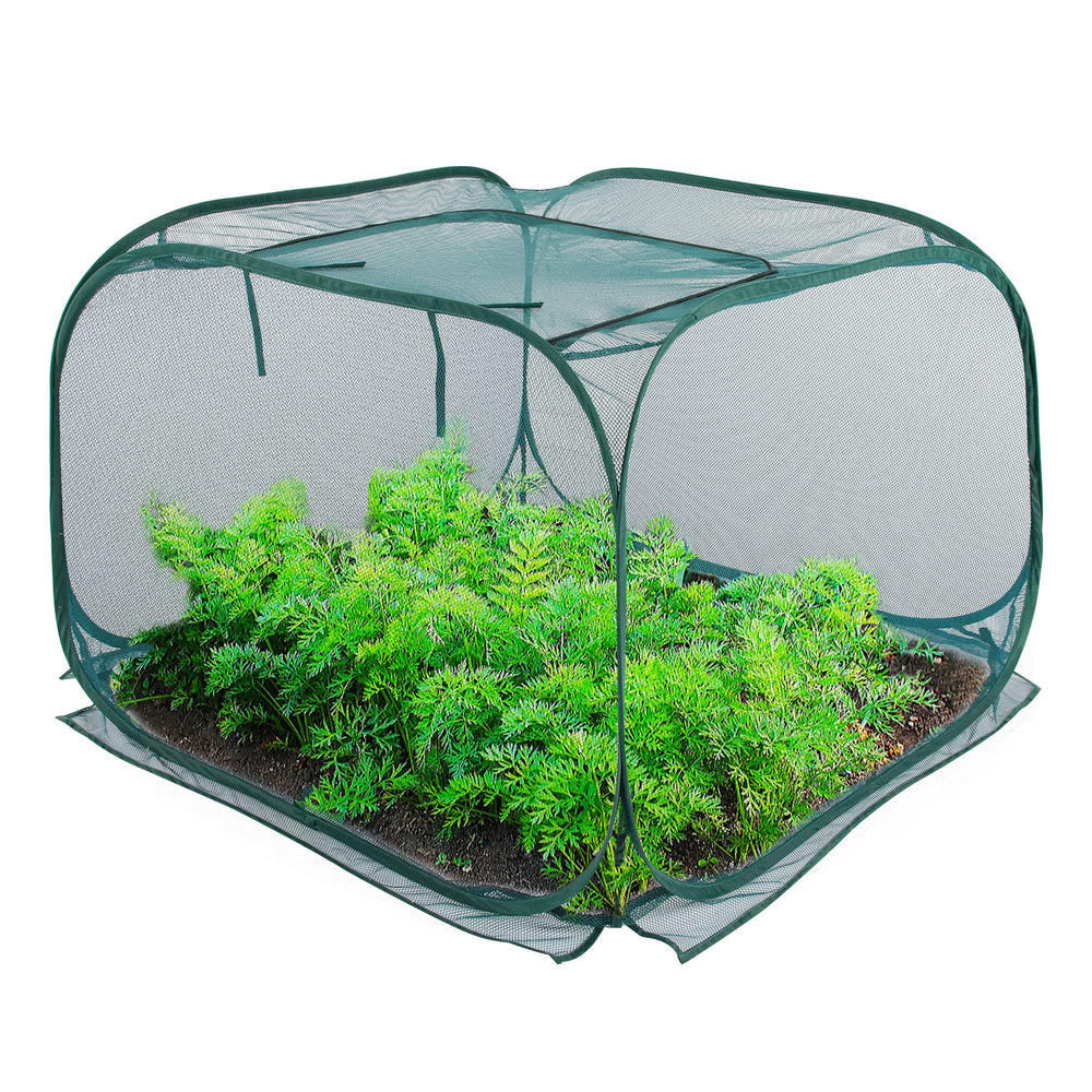 ANC POP front view of pop up plant cover protecting raised bed