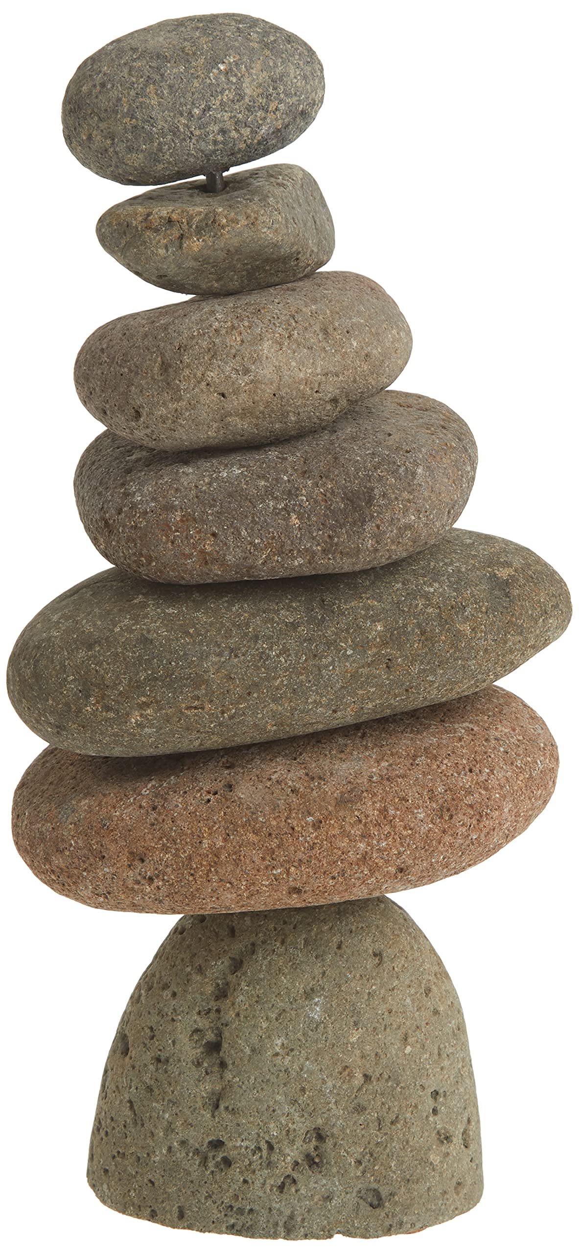 Ancient Graffiti cairn placed among potted plants outdoors, adds sculptural interest to garden