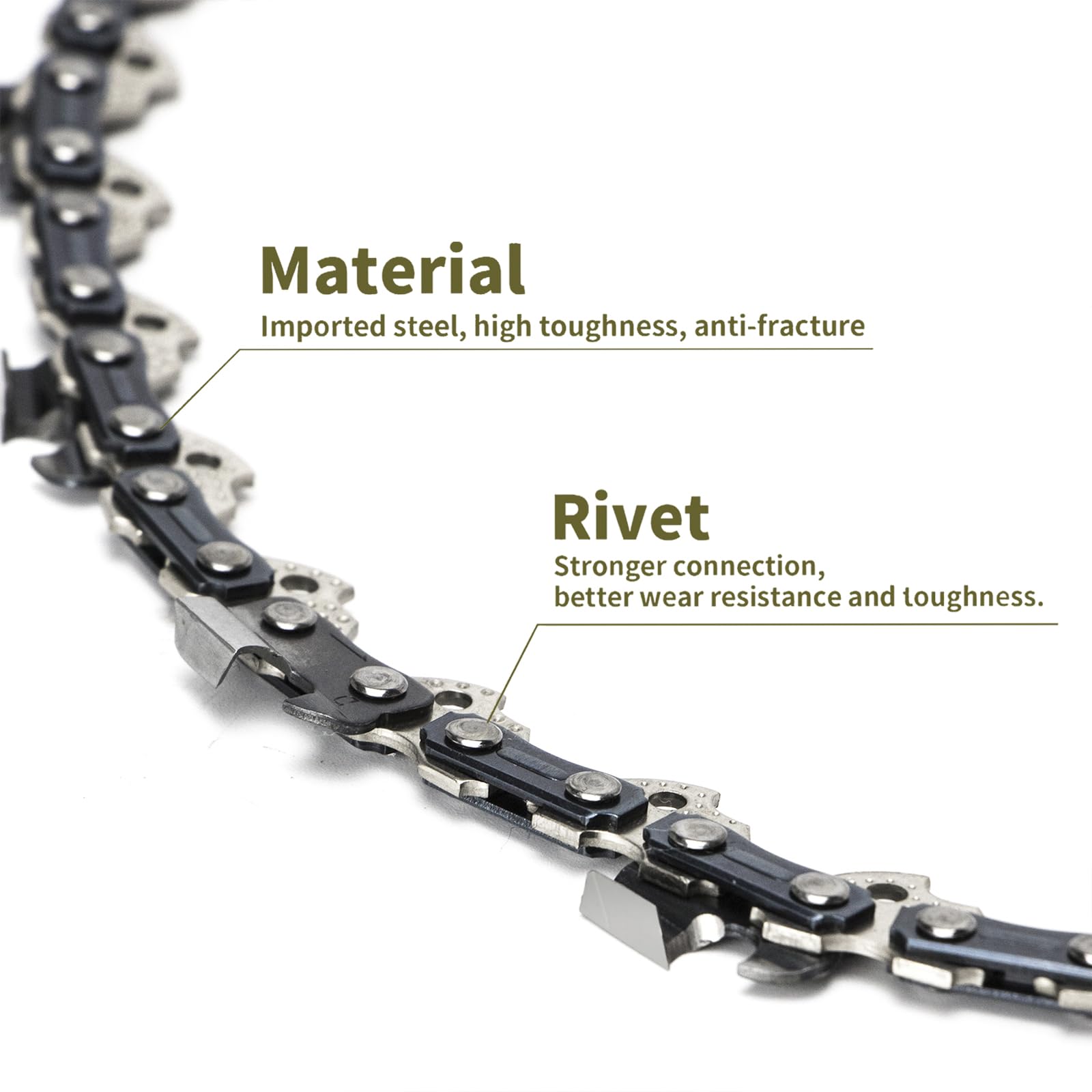 ANCKNE chain installed on a 16-inch guide bar demonstrating correct fit