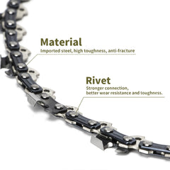ANCKNE chain installed on a 16-inch guide bar demonstrating correct fit
