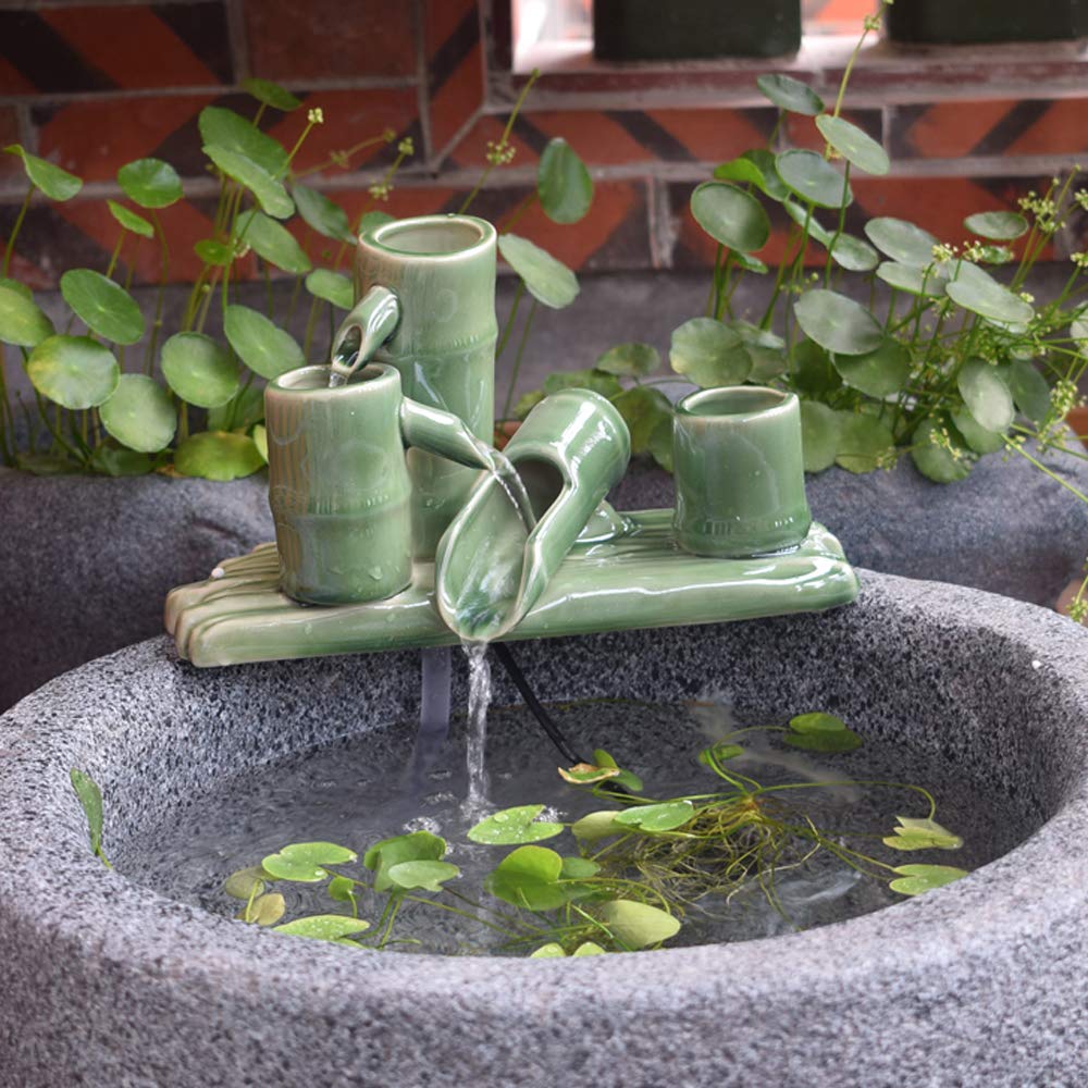 andady ceramic fountain front view showing compact design and decorative glaze for easy styling