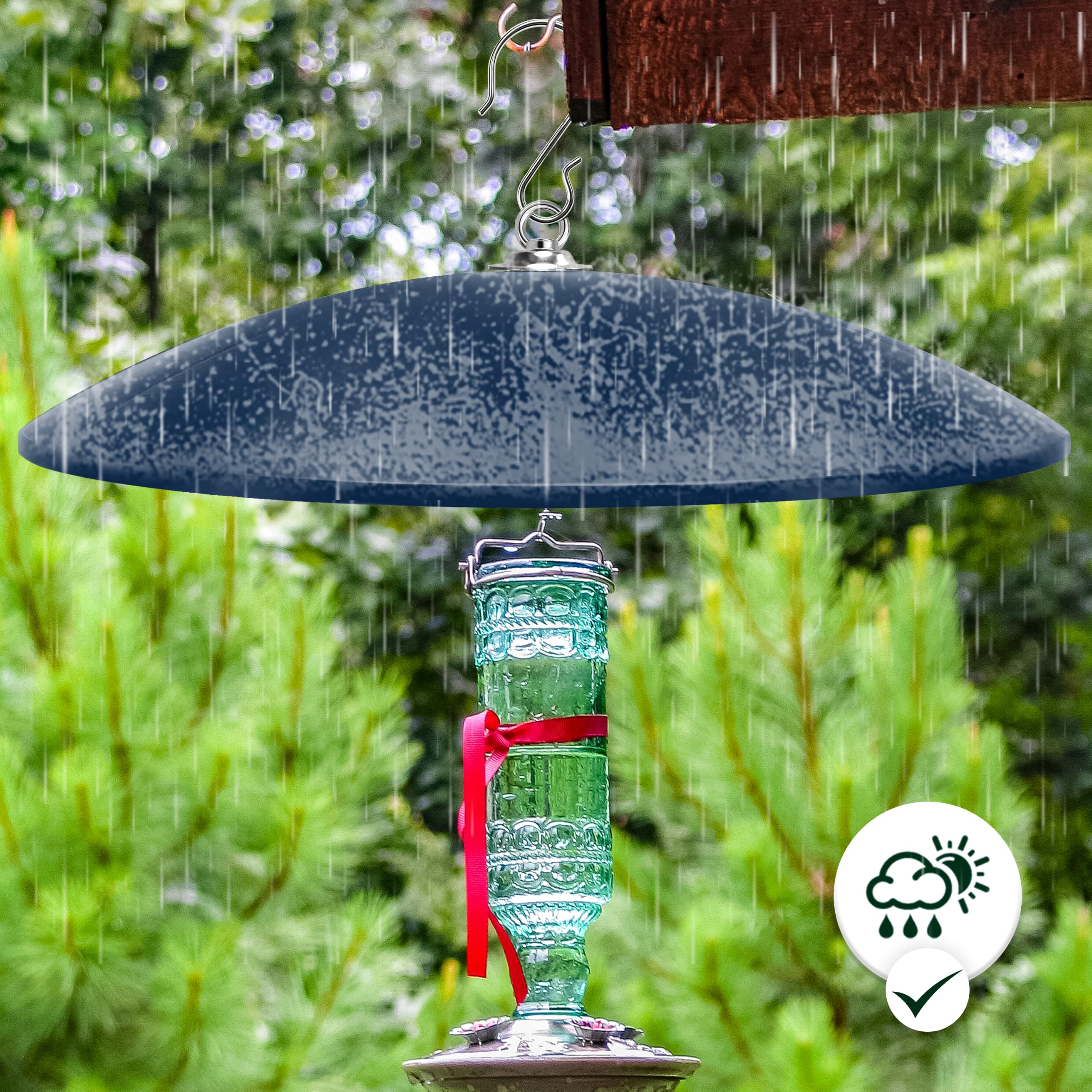 andergi dome above hummingbird feeder protecting nectar and birds