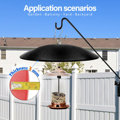 andergi baffle installed on shepherd's hook keeps feeder protected outdoors