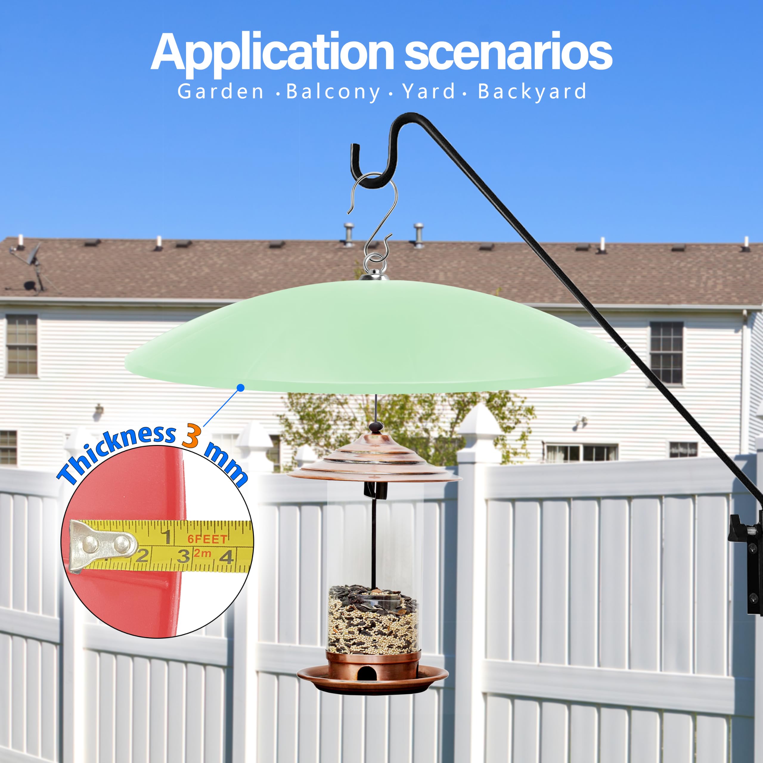 andergi installed on shepherd's hook demonstrating secure fit and squirrel barrier