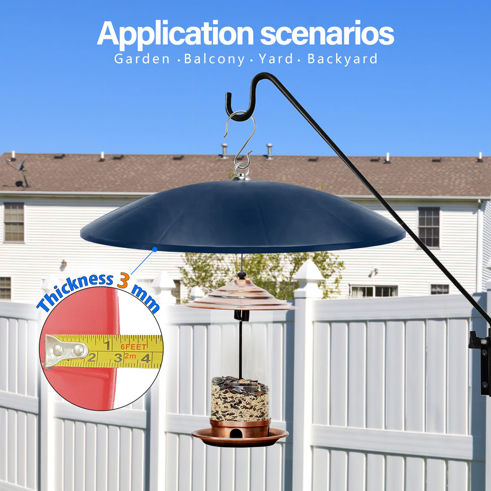 andergi dome mounted on shepherd's hook keeping feeder dry