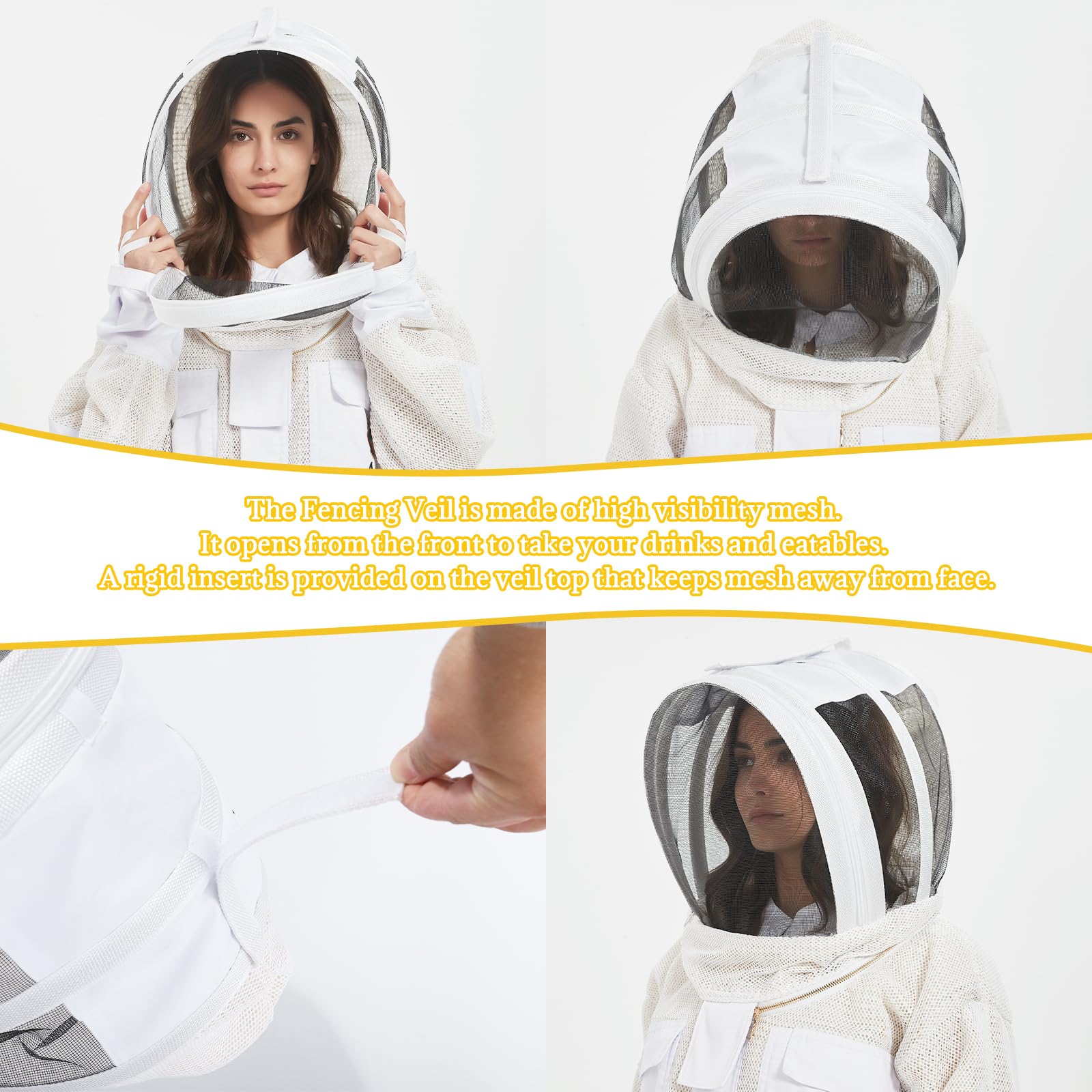 ANDES dual veils detail with zippered opening for quick access