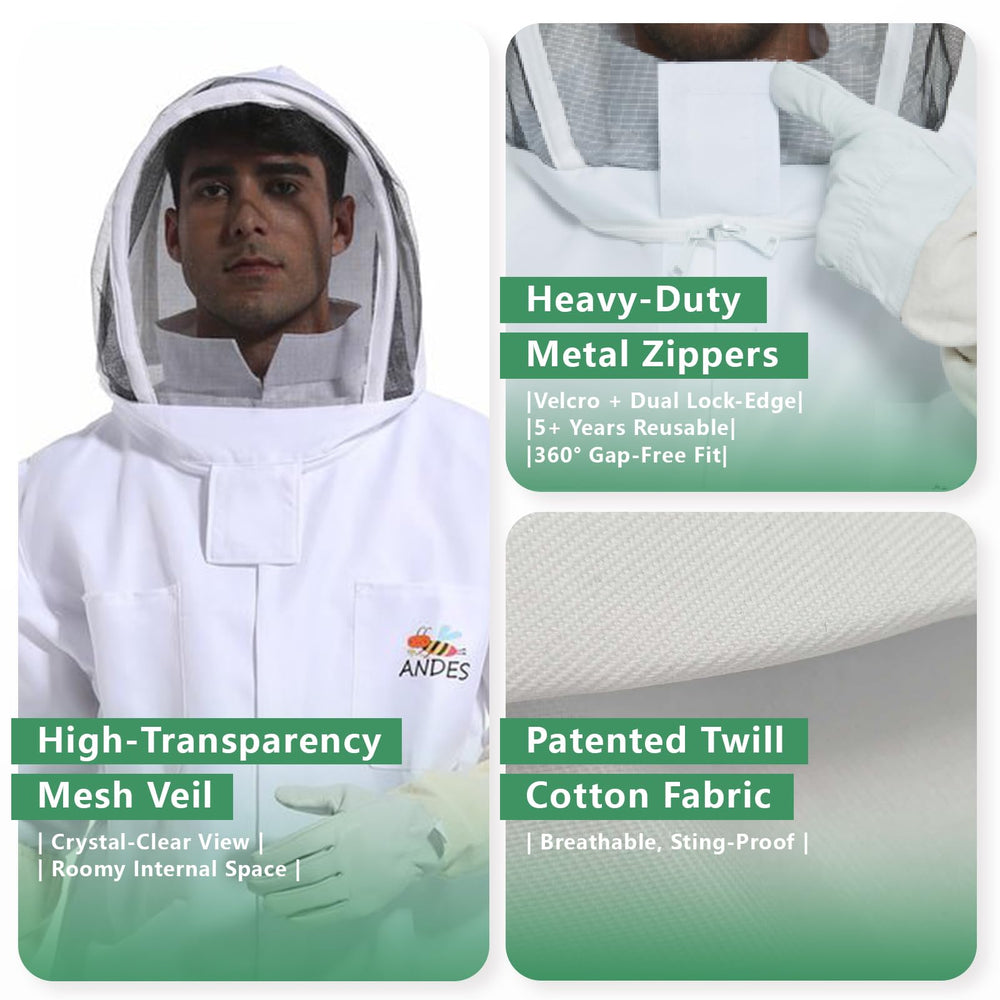 ANDES goatskin gloves detail providing tactile control and sting resistance