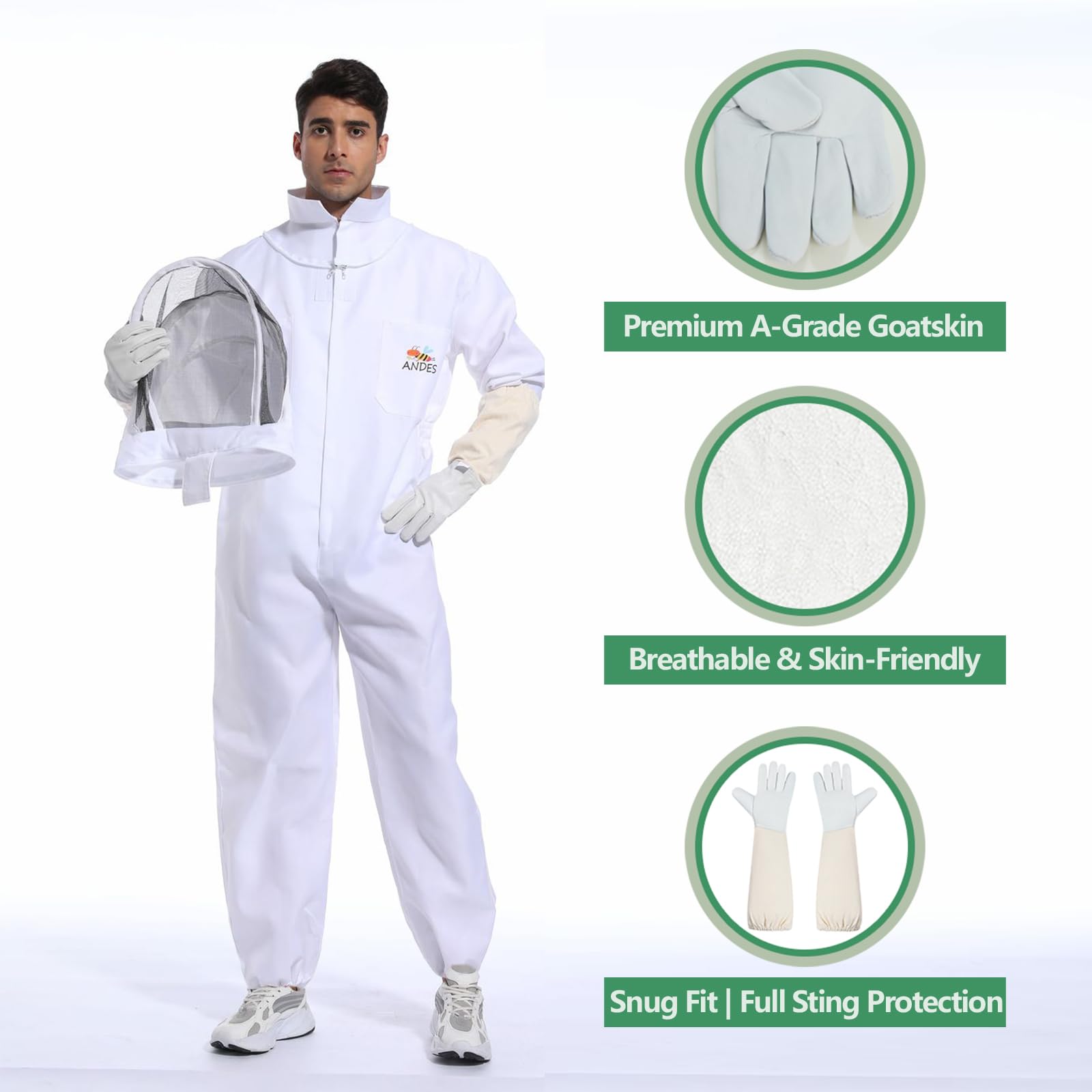 ANDES heavy-duty zipper and reinforced seam for secure closure benefit