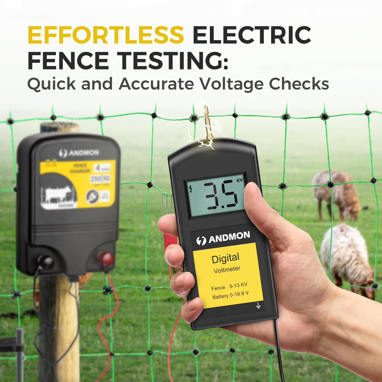 ANDMON in use on fence wire verifying pulse voltage to speed fault finding