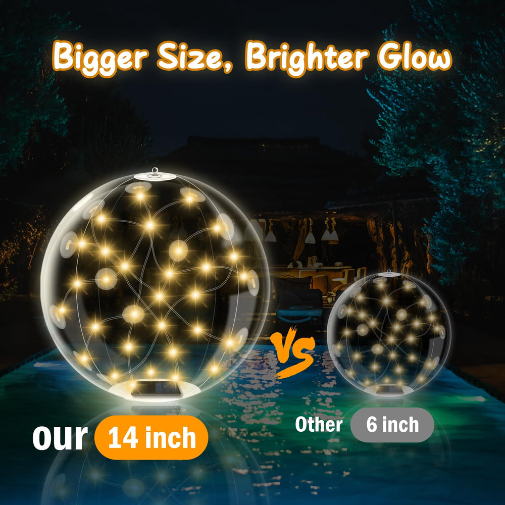 ANFERSONLIGHT floating lights in pool at night providing warm ambient glow