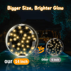 ANFERSONLIGHT floating lights in pool at night providing warm ambient glow