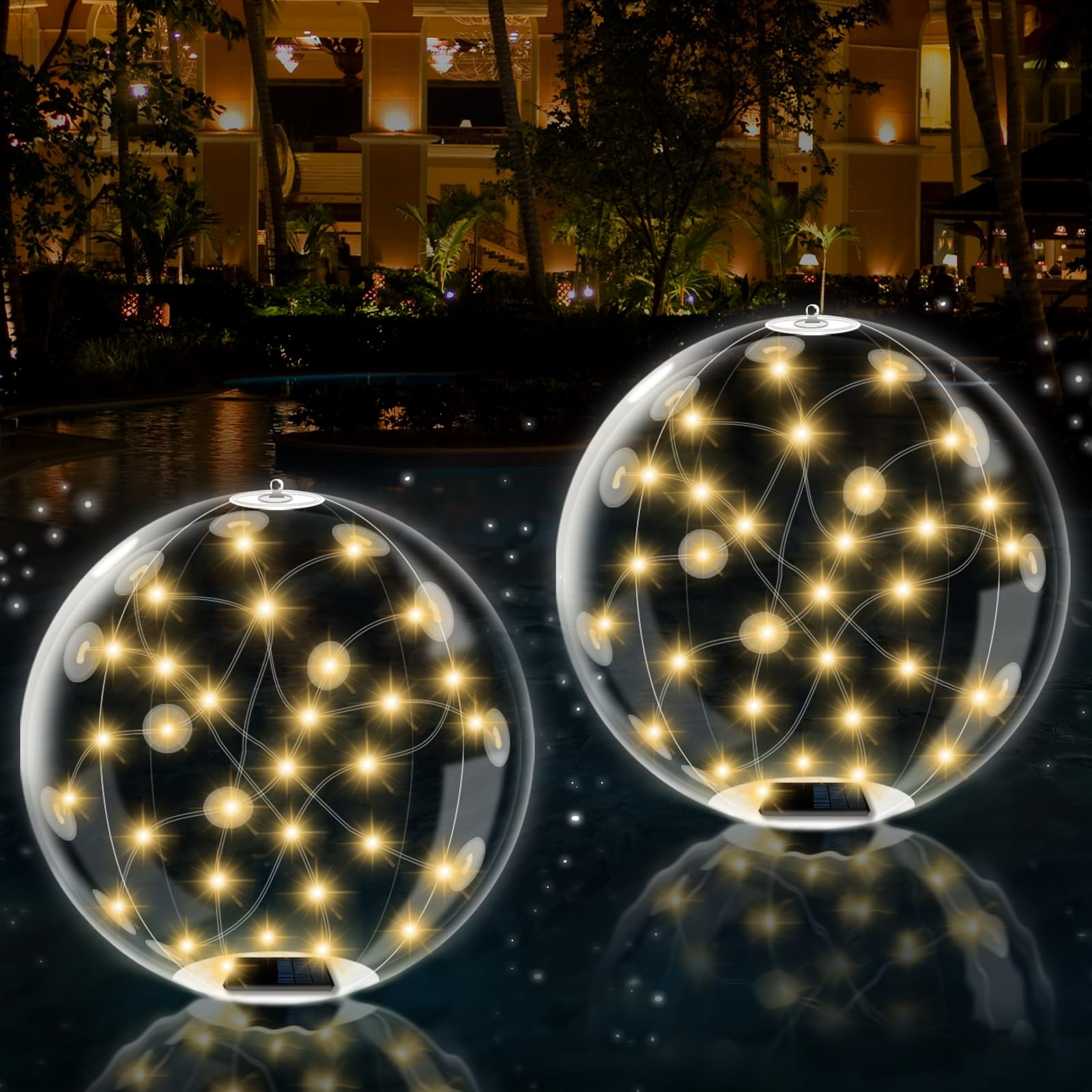 ANFERSONLIGHT two 14-inch inflatable solar balls front view showing set benefit