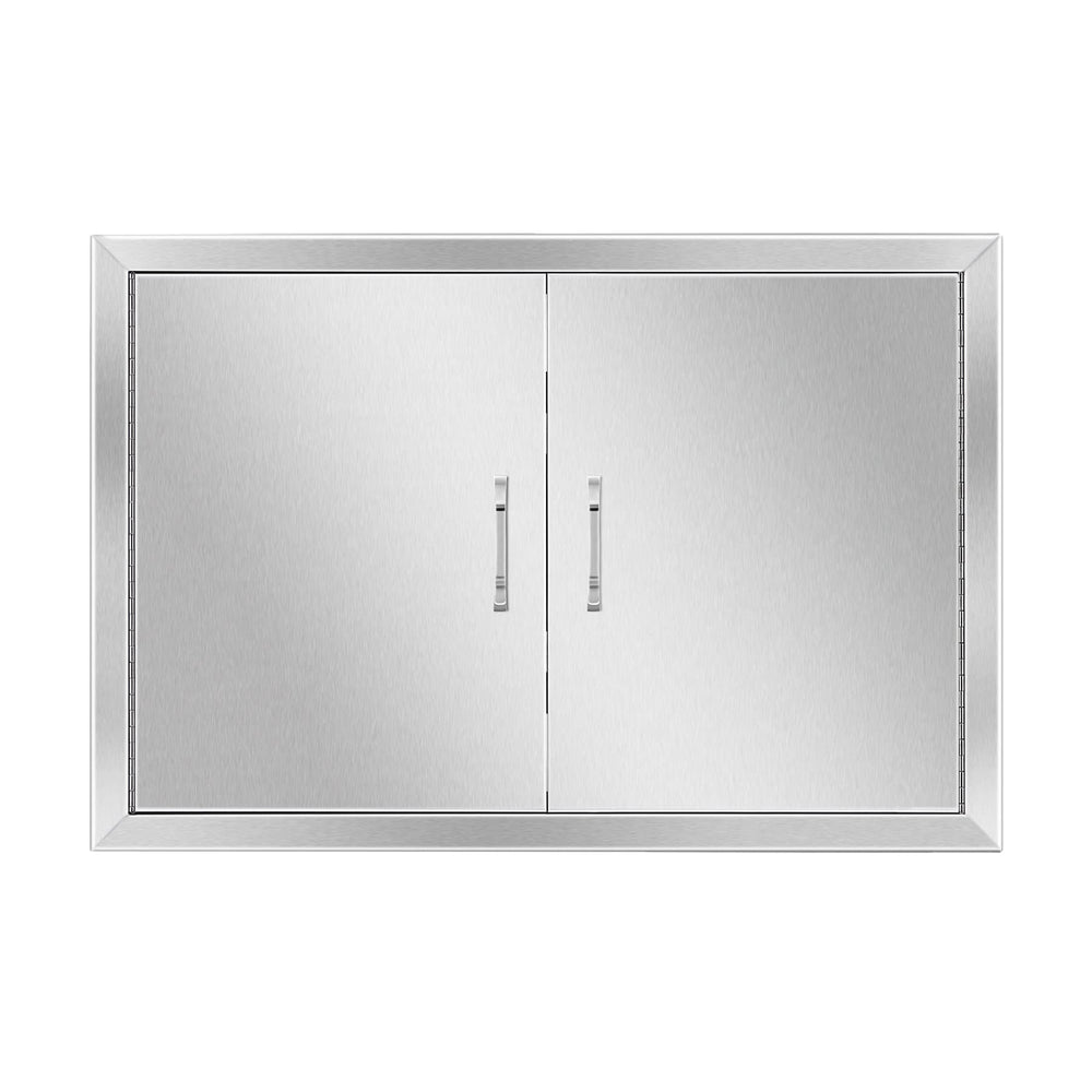 Anfrere front view of stainless steel access door showing clean island look