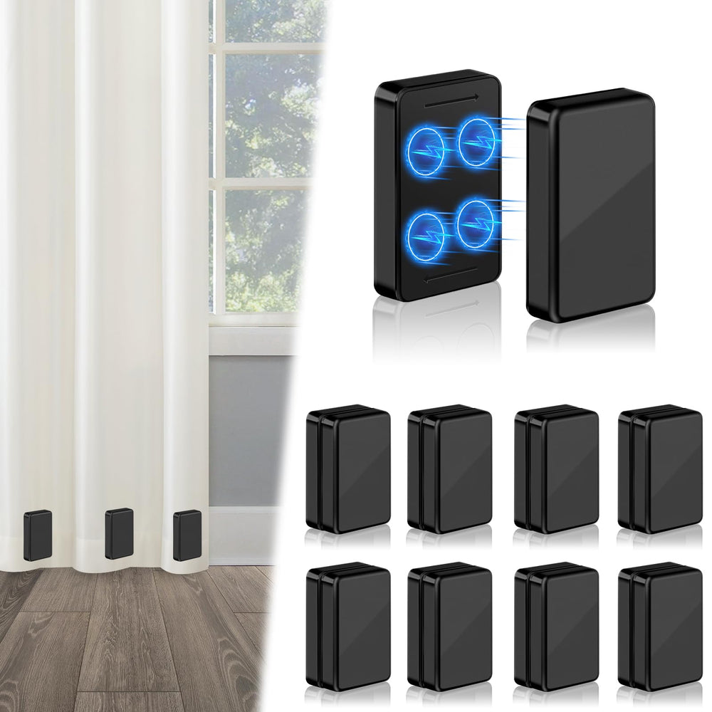 ANGAR front view of black curtain weights showing compact waterproof design benefit