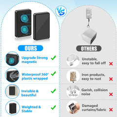 ANGAR weights clamped on outdoor curtain illustrating wind-stability benefit