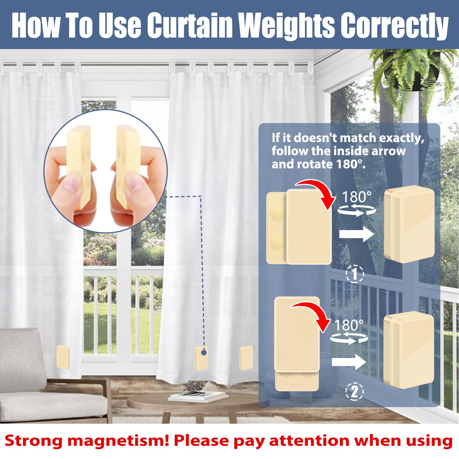 ANGAR curtain weight beside ruler illustrating size and substantial weight for stability