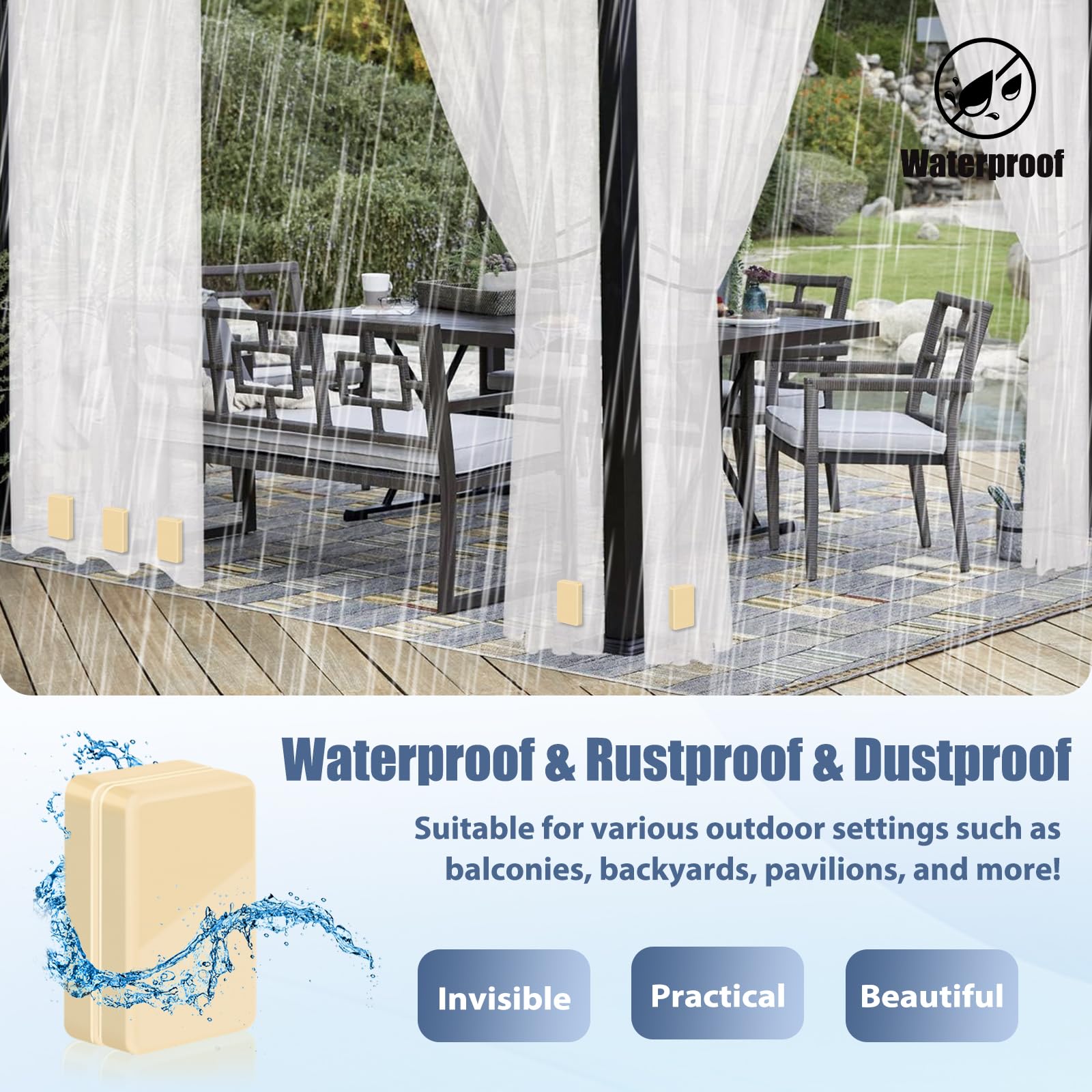 ANGAR beige weights anchoring outdoor tablecloth for secure dining in wind