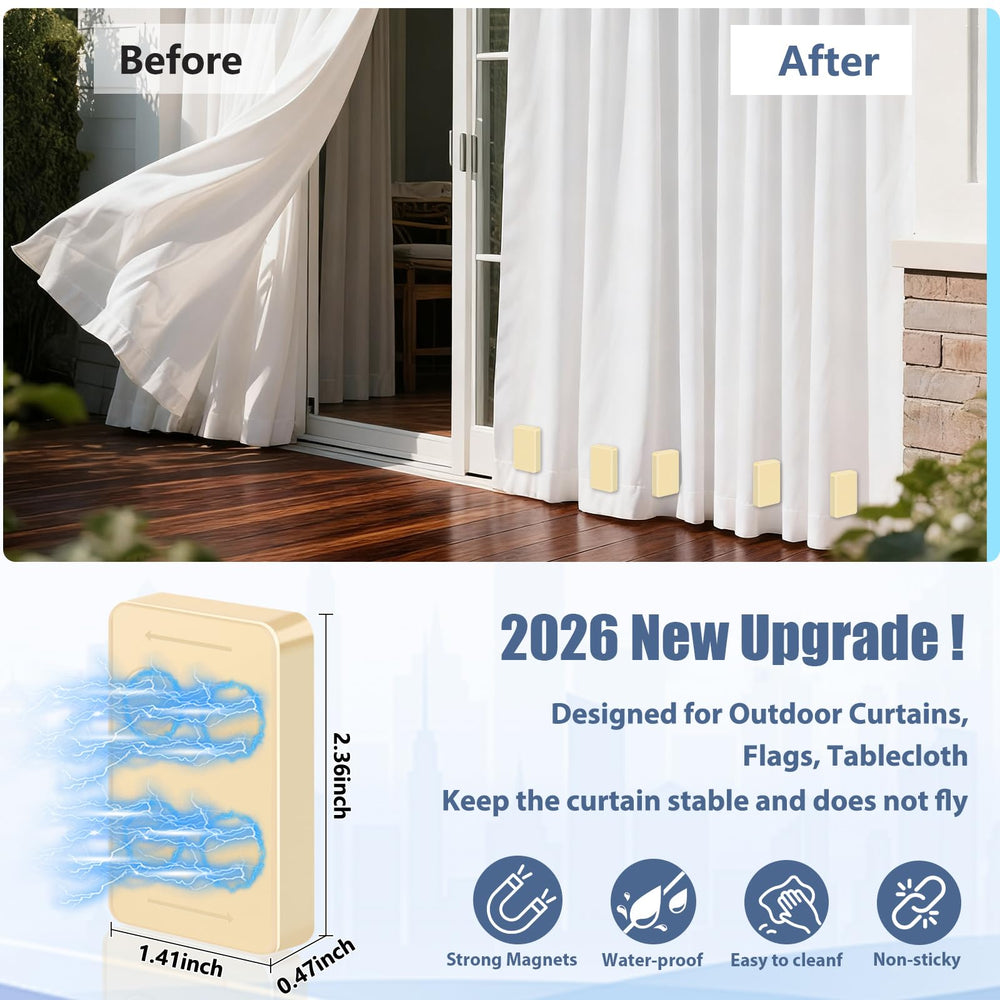 ANGAR curtain weight attached to hem outdoors preventing billowing in breeze