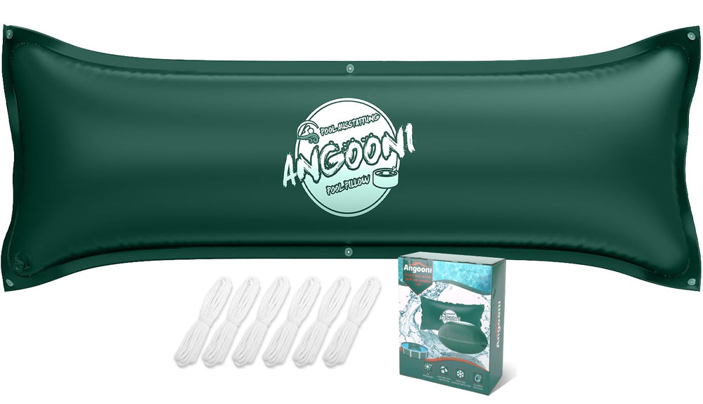 Angooni front packaging of green 6x15 pool pillow showing product and benefits